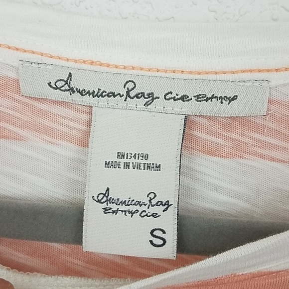 american rag small tshirt striped pocket roll hem - Picture 3 of 5